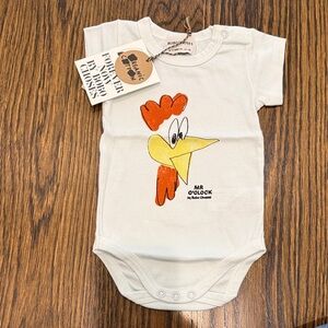 Light Blue Bobo Choses Rooster Graphic Baby Onesie